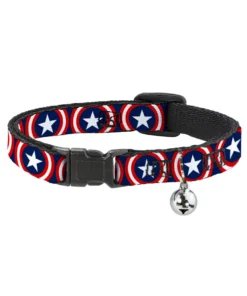 Buckle Down Pets Marvel Captain America Shield Breakaway Cat Collar W/ Bell
