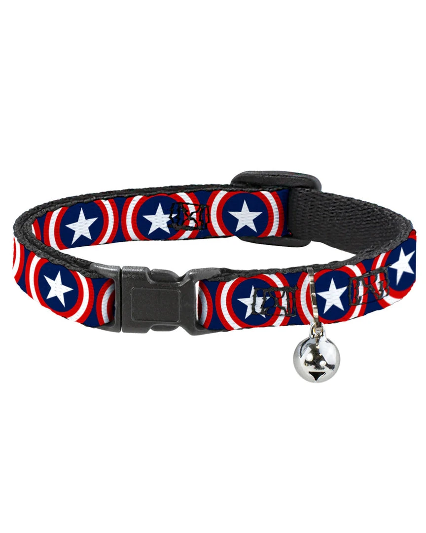 Buckle Down Pets Marvel Captain America Shield Breakaway Cat Collar W/ Bell 3 Buckle Down Pets Marvel Captain America Shield Breakaway Cat Collar W/ Bell