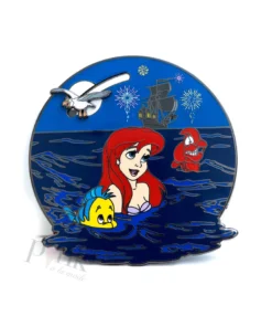 The Pink A La Mode Loungefly - Disney The Little Mermaid Medallion Enamel Pin W/ Sliding Scuttle LE 1600